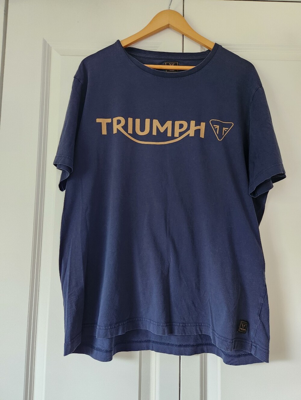Triumph Motorcycles Men’s XXL Navy Logo T-Shirt British Motorcycle Tee